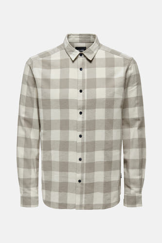 Chemise beige à carreaux à longues manches de ONLY & SONS, vue arrière.