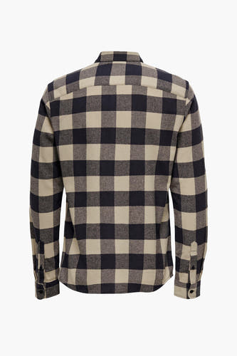 Blauw geruit overhemd met lange mouwen van ONLY & SONS, achteraanzicht.