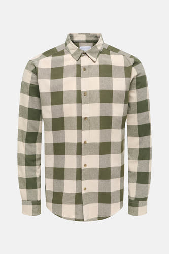 Chemise verte à longues manches de ONLY & SONS®, avec un motif à carreaux.
