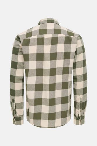 Chemise verte à manches longues de ONLY & SONS®, motif rayé, dos visible.