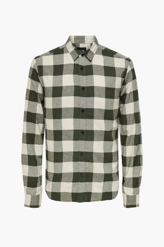 Chemise verte à longues manches de ONLY & SONS, avec un motif à carreaux.