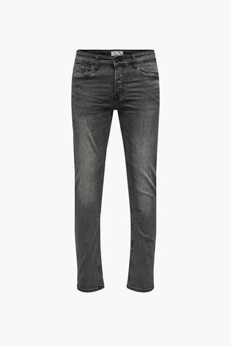 Jean slim fit de couleur gris foncé d'ONLY & SONS, avec une subtile texture lavée et des poches classiques.
