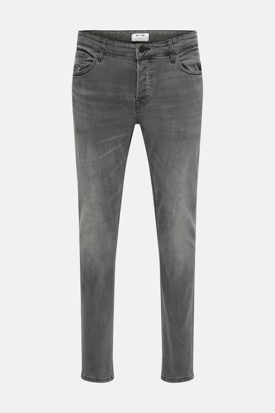 Grijze slim fit jeans van ONLY & SONS, met subtiele wassing en klassieke zakken.
