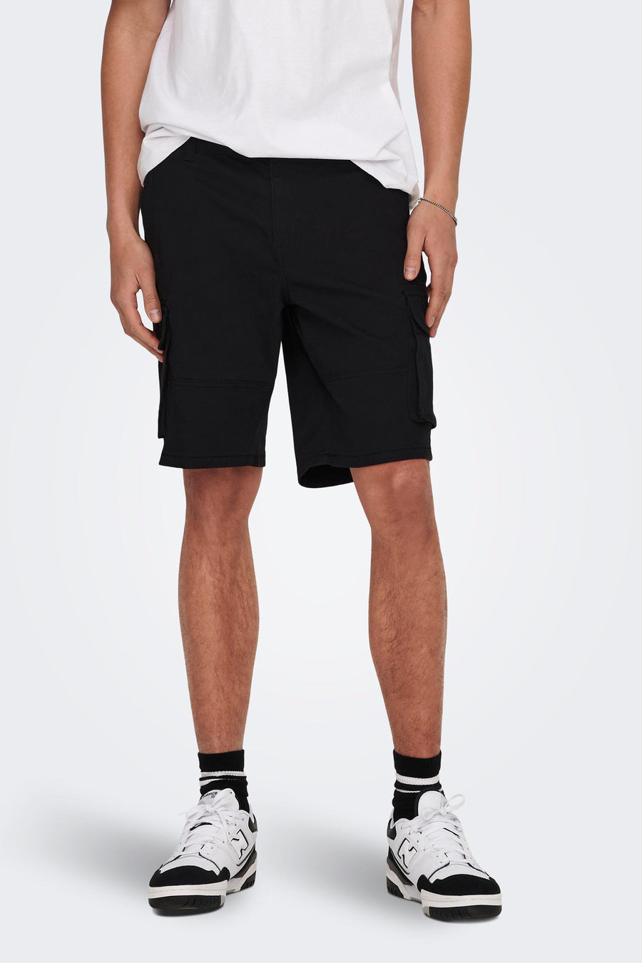 Shorts de cargo noirs en coton.