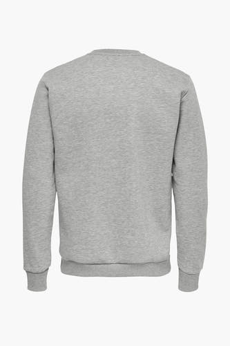 Pull gris, dos, col rond, manches longues.