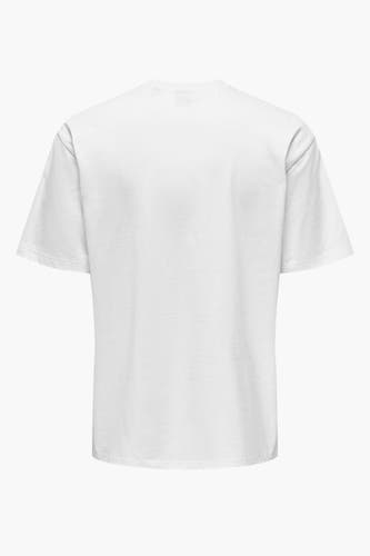 T-shirt blanc d'ONLY & SONS®, dos en coton avec manches courtes.