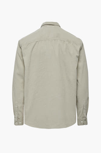 Chemise en corduroy gris ONLY & SONS®, vue arrière avec longues manches et fermeture à boutons.