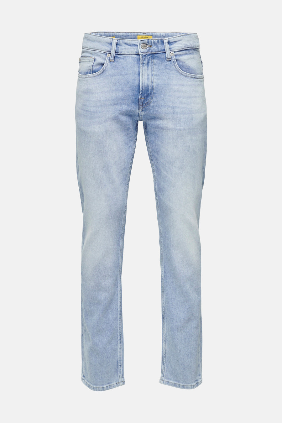 Lichtblauwe straight jeans van ONLY & SONS, in een lichte wassing en klassieke denimtextuur.