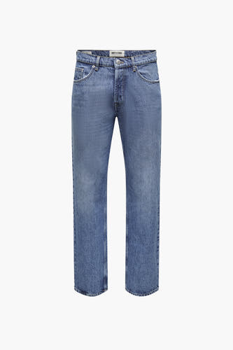 Jean décontracté de denim bleu d'ONLY & SONS, avec un lavage classique.