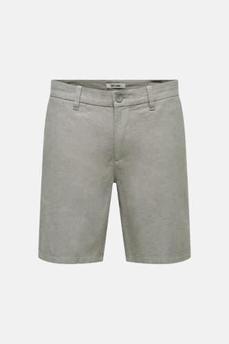 Grijze katoenen shorts van ONLY & SONS® met knoopsluiting en zakken, front view