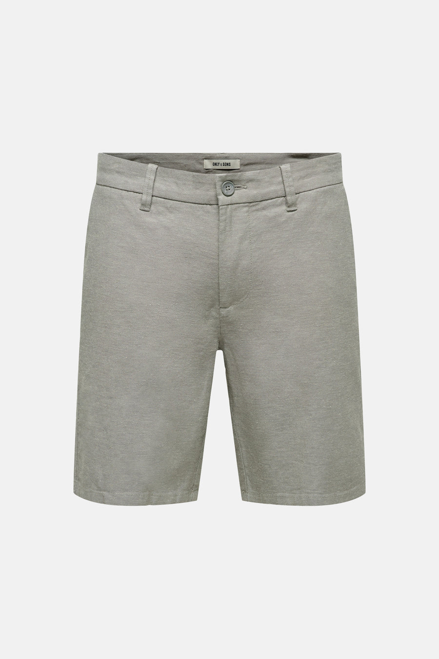 Grijze katoenen shorts van ONLY & SONS® met knoopsluiting en zakken, front view