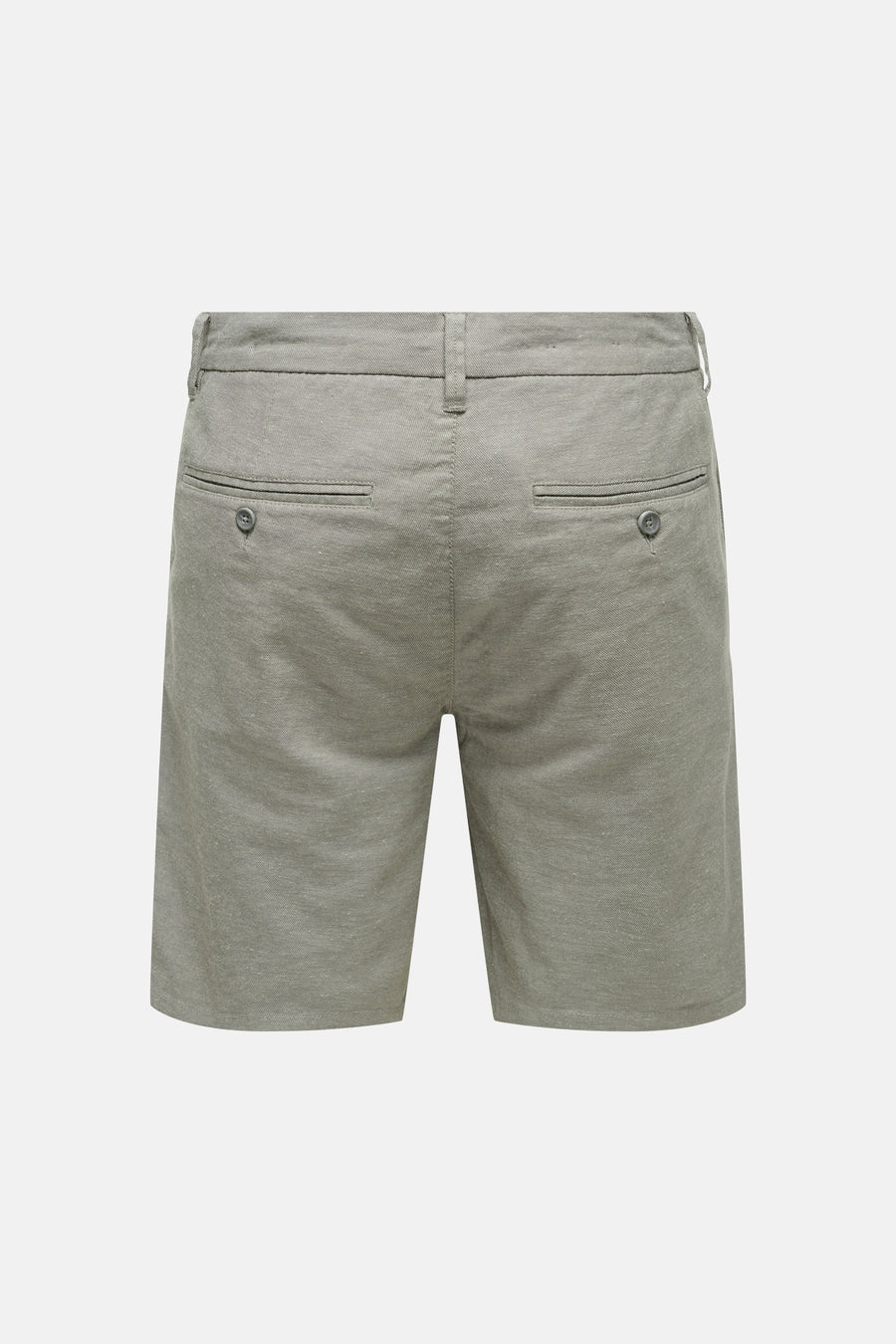 Grijze katoenen shorts van ONLY & SONS®, achterzijde met twee knoopzakken, gestreept textuur, rechte pasvorm
