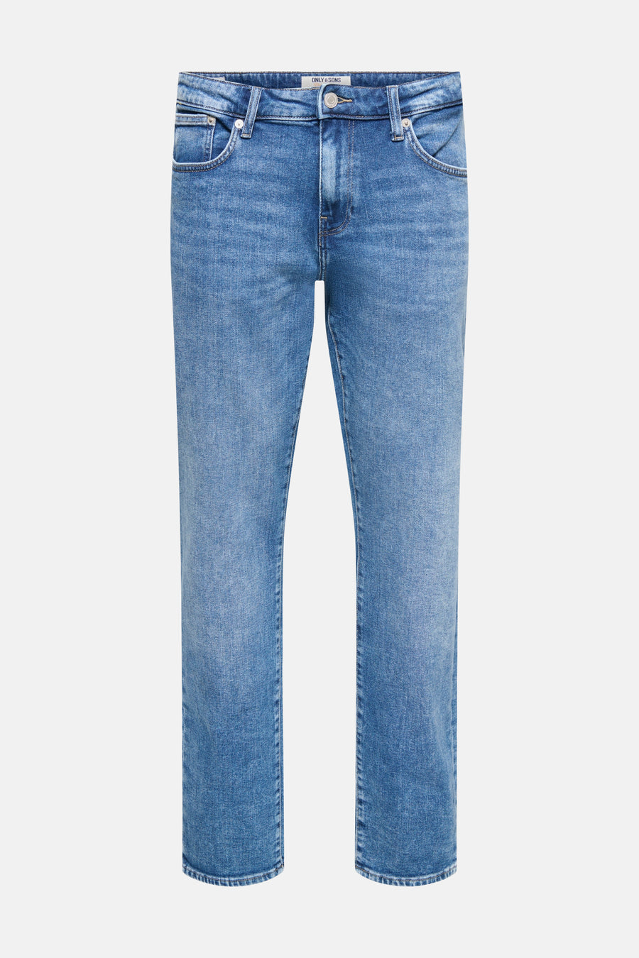 Blauwe straight jeans van ONLY & SONS met een lichte wassing en subtiele details.
