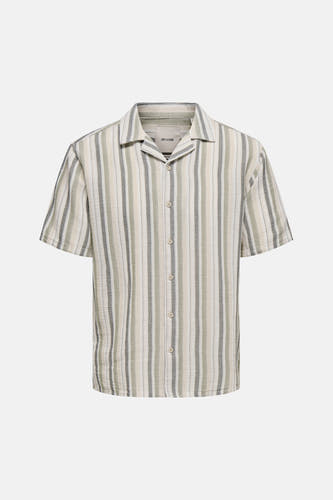 Chemise multicolore à manches courtes ONLY & SONS, avec un motif à rayures verticales.