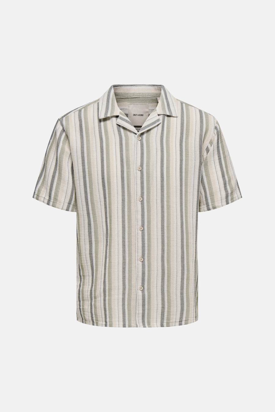 Chemise multicolore à manches courtes ONLY & SONS, avec un motif à rayures verticales.