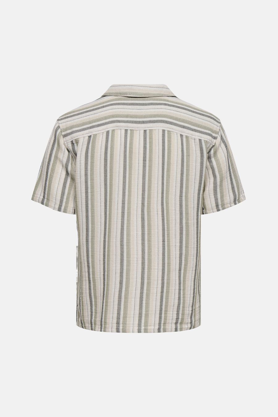 Chemise multicolore à manches courtes ONLY & SONS®, rayée beige, grise et verte, vue de dos.