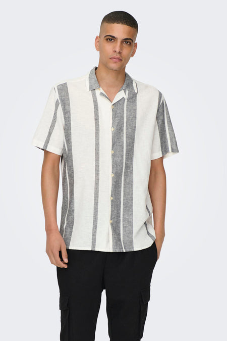 ONSCAIDEN SS STRIPE LINEN RESORT NOOS