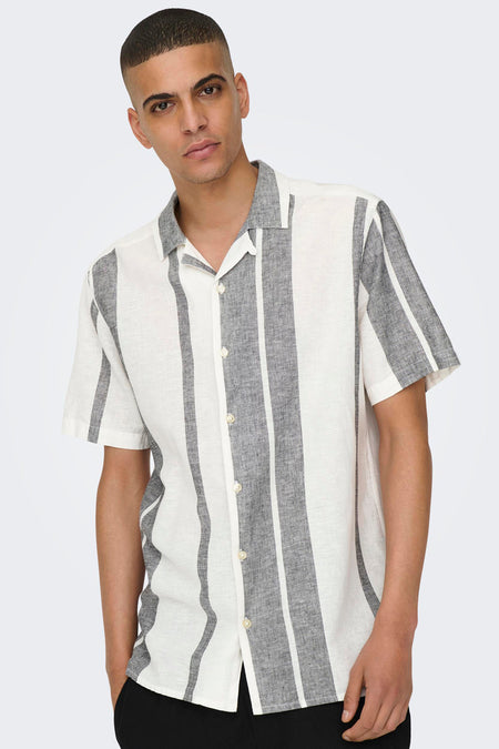 ONSCAIDEN SS STRIPE LINEN RESORT NOOS