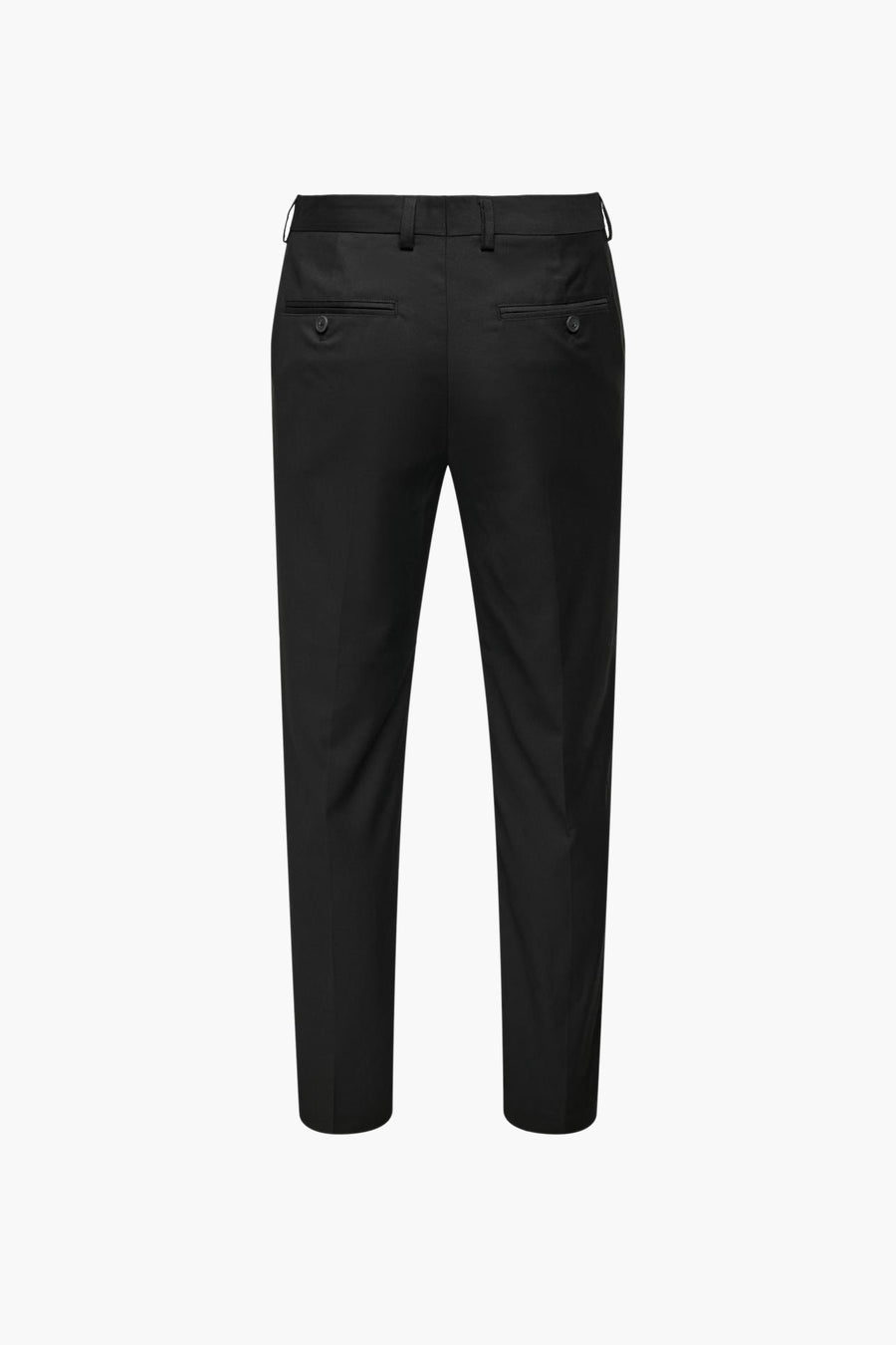 Pantalon de costume noir ONLY & SONS avec des passants et des poches arrière, le dos est visible.
