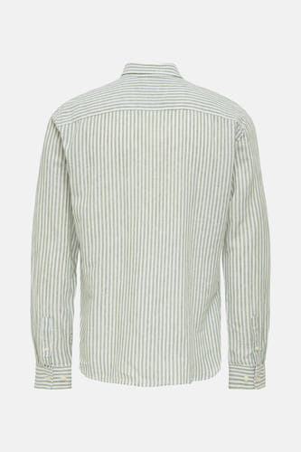 Chemise rayée verte à longues manches ONLY & SONS®, dos visible.
