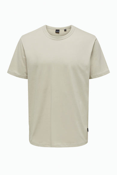 T-shirt beige de ONLY & SONS®, dos, couleur unie, manches courtes.
