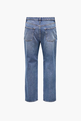 Jean en denim bleu large d'ONLY & SONS, vu de l'arrière avec poches et boutons.