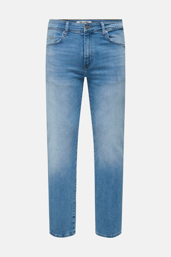 Jean droit bleu clair d'ONLY & SONS, avec un lavage subtil et une texture denim classique.