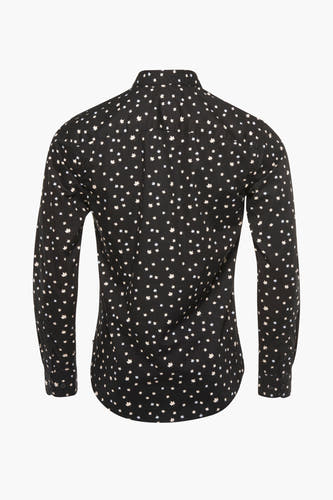 Chemise noire à manches longues de ONLY & SONS®, avec un motif de feuille.