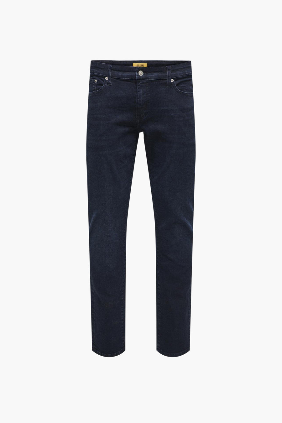 Blauwzwarte slim fit jeans van ONLY & SONS, effen donkere wassing.
