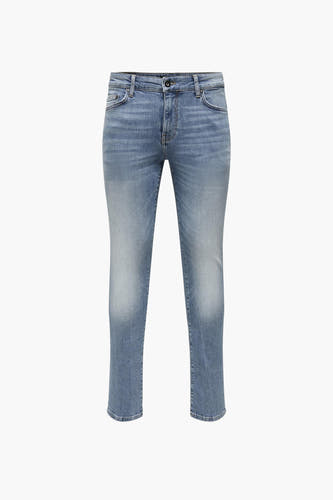 Jean slim bleu clair de ONLY & SONS®, dans une couleur unie et avec une texture denim classique.