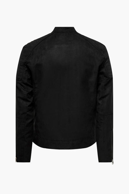 Zwarte korte jas van ONLY & SONS®, met lange mouwen en ritssluitingen aan de uiteinden.