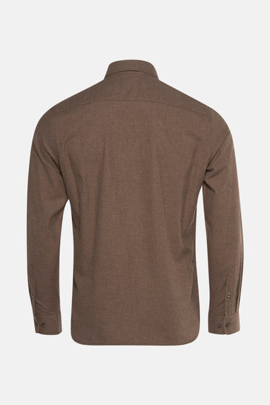 Chemise brune à longues manches de ONLY & SONS, vue sur le dos, avec des poignets et un col.