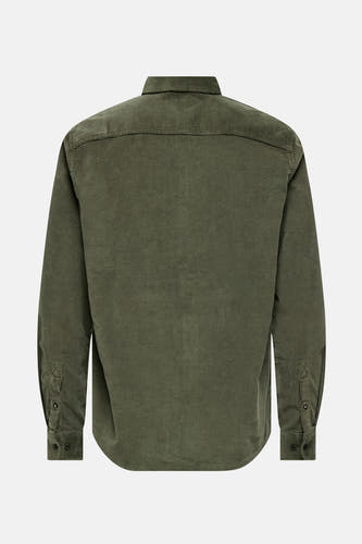 Chemise en corduroy vert de ONLY man longONLY ONLY S &, avec dos avec col et fermeture à boutons.