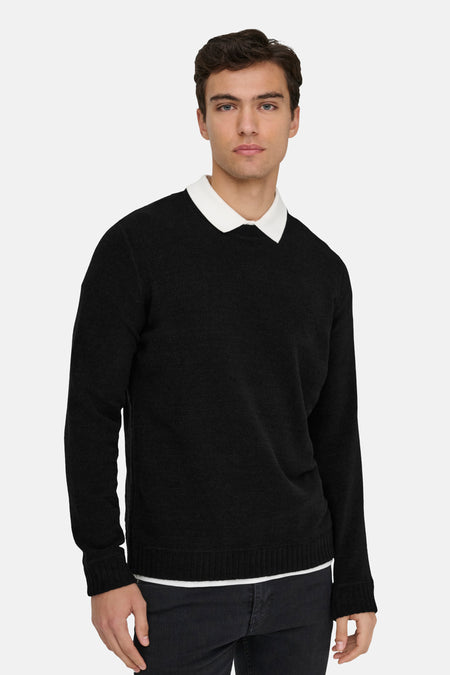 Pull à col rond - noir