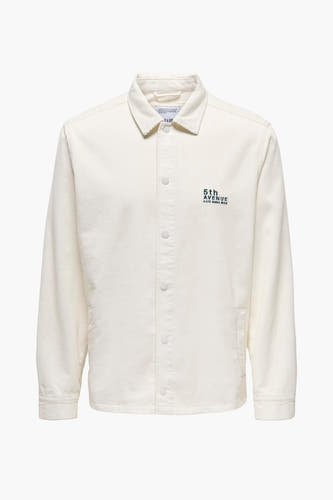 Chemise écru à longues manches de ONLY & SONS, texture corduroy sur le dos.