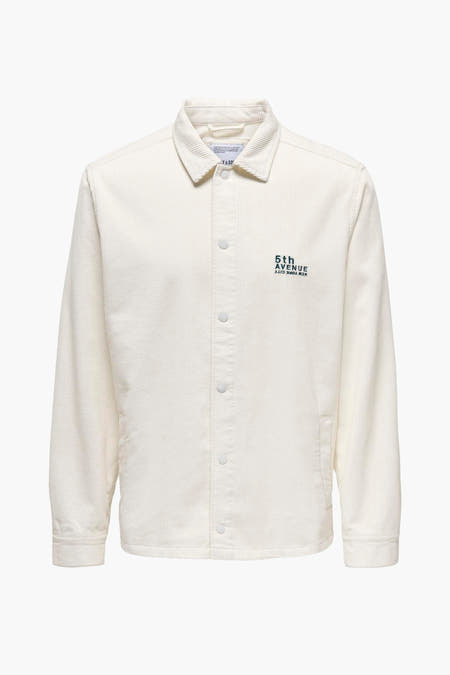 Chemise écru à longues manches de ONLY & SONS, texture corduroy sur le dos.