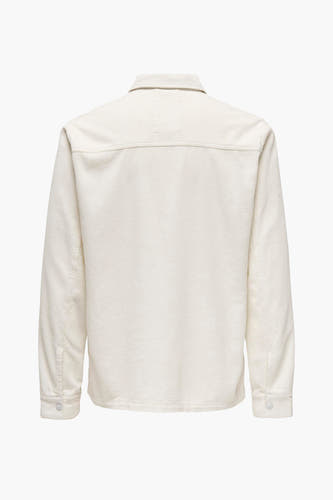 Ecru hemd met lange mouwen van ONLY & SONS, corduroy textuur aan de achterkant.
