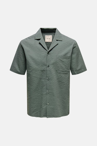 Chemise kaki à manches courtes de ONLY & SONS, avec texture et boutons.