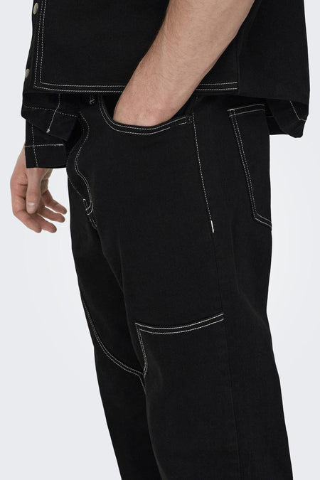 Jean &agrave; coupe droite - noir