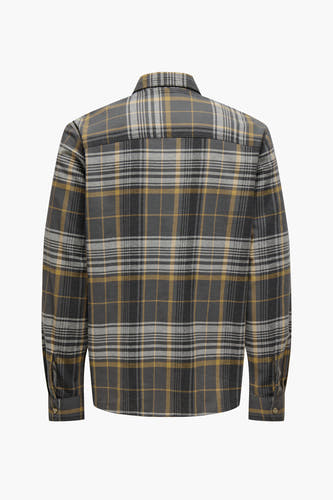 Chemise grise à longues manches de ONLY & SONS®, avec un motif à carreaux.