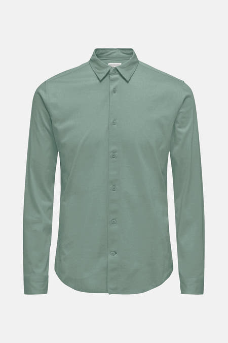 Vert, longues manches de chemise ONLY & SONS, avec une fermeture à boutons et un col classique.