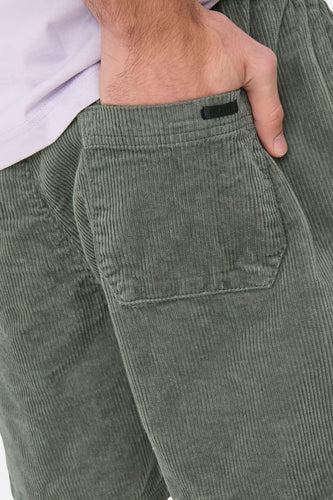 Groene corduroy broek met zak.
