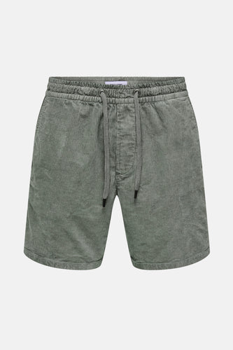 Groene corduroy shorts met trekkoord.