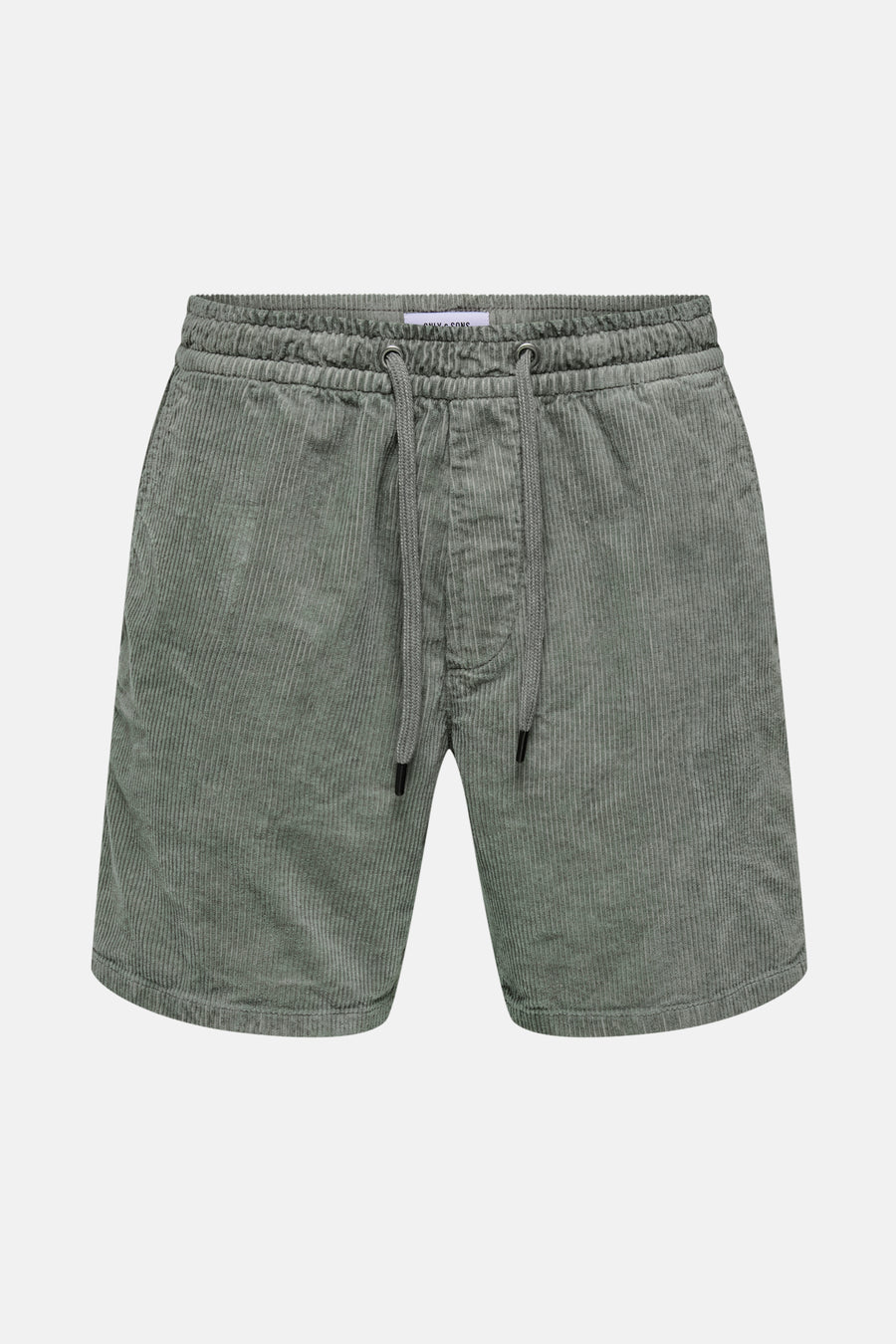Groene corduroy shorts met trekkoord.