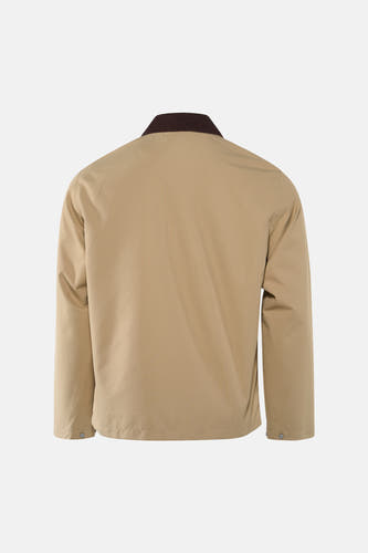Manteau court beige de ONLY & SONS® avec un col marron en maille côtelée, vue arrière.