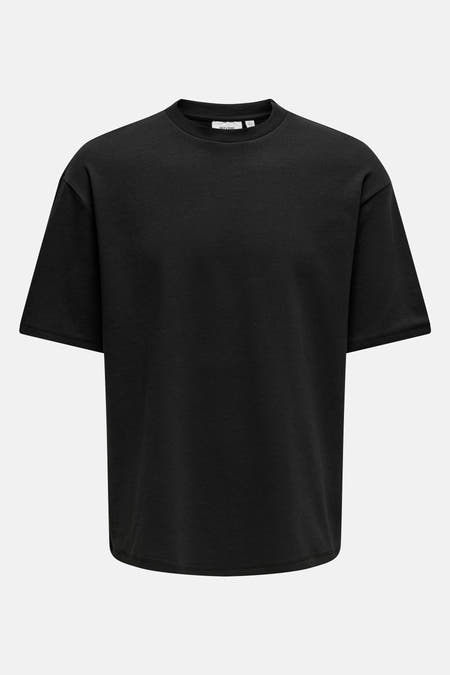 T-shirt noir à manches courtes ONLY & SONS® avec col rond et coupe décontractée.