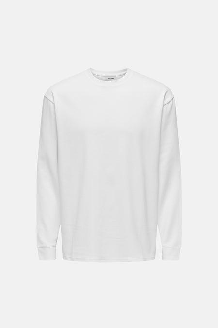 T-shirt blanc à manches longues ONLY & SONS de couleur unie avec manches longues.