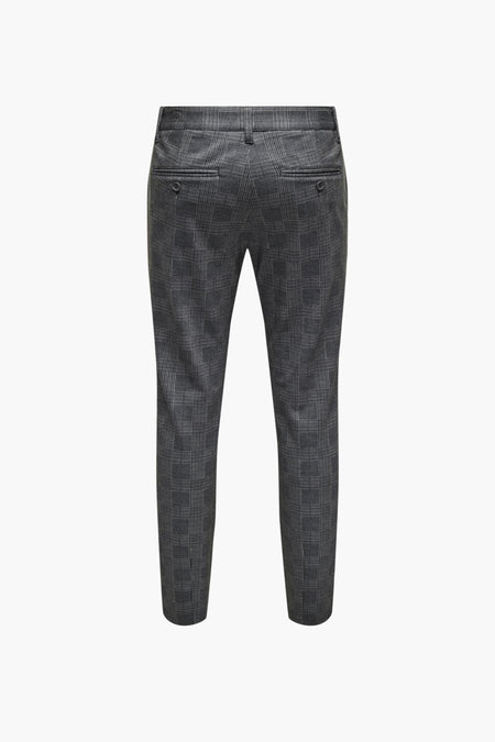 Chino gris d'ONLY & SONS avec motif à carreaux et deux poches arrière.