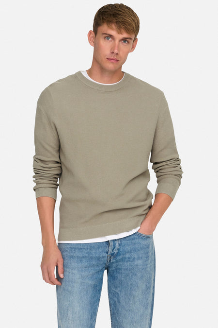 ONSTONY DS 12 LS WAFFLE CREW KNIT NOOS