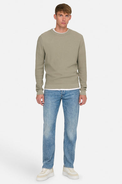 ONSTONY DS 12 LS WAFFLE CREW KNIT NOOS